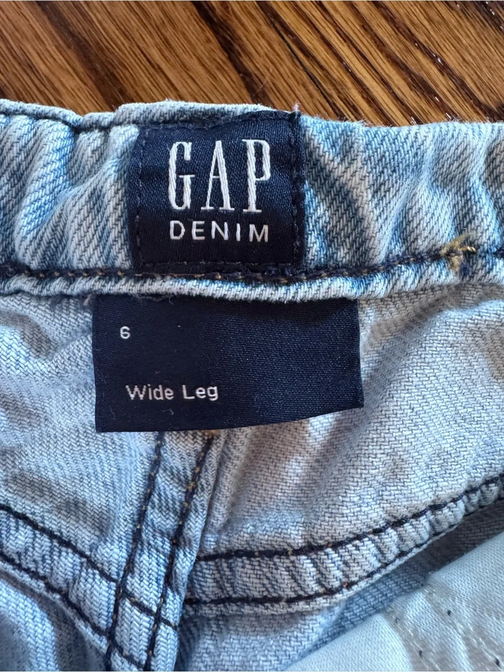 GAP Light Blue Daisy Embroidered Wide-Leg Jeans